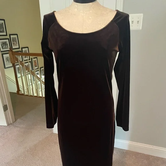 Express Tricot Vintage (80s) Brown Velvet Dress Express Tricot Vintage (80s) Brown Velvet Dress